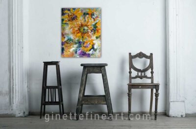 Wild Sunflowers Palette Knife Oil Painting Wall