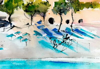 Amalfi Summer Fun Watercolors and Ink Detail