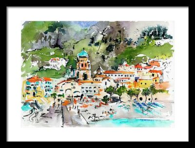Amalfi Summer Fun Watercolors and Ink Frame example