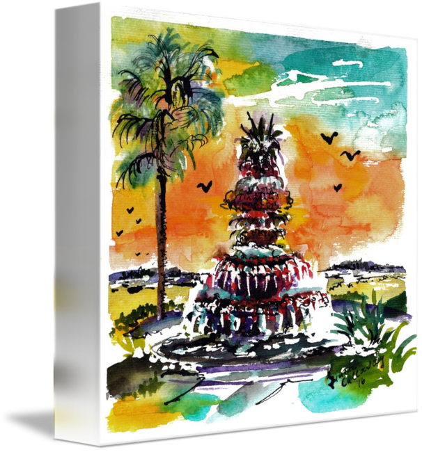 give thanks charleston pineapple fountain artprints