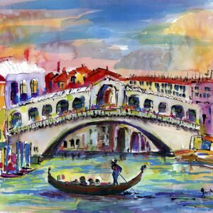 Colorful Venice Grand Canal Mixed Media Art