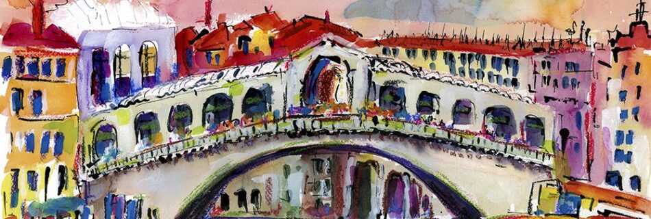 Colorful Venice Grand Canal Mixed Media Art