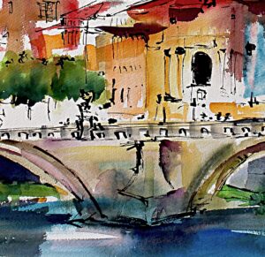 Art Sale 50% off Rome Saint Peter's Basilica San Angelo Bridge Painting detail 3