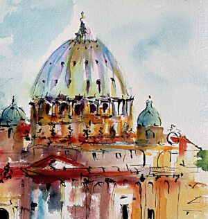 Art Sale 50% off Rome Saint Peter's Basilica San Angelo Bridge Painting detail 5