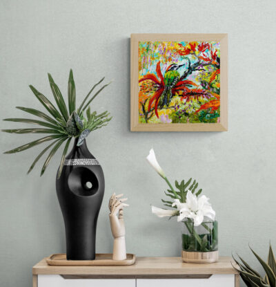 Cuban Green Woodpecker Impasto Oil Painting wall