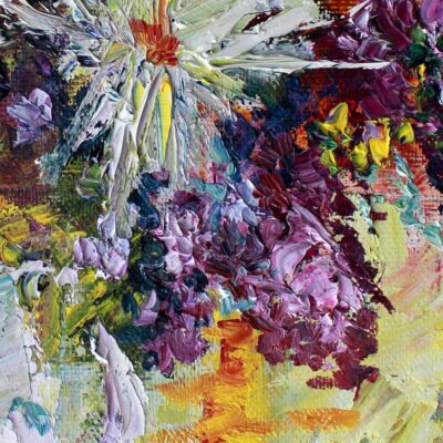 Chrysanthemums and Lilacs Still Life Impressionist Still Life Oil Painting detail