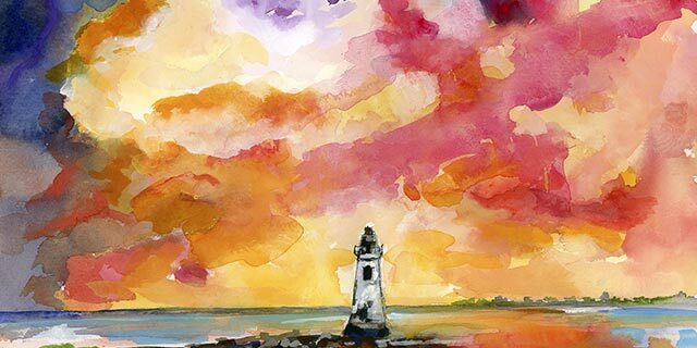 Georgia Cockspur Island Lighthouse Dawn Sky