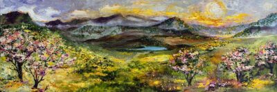 Georgia Mountain Retreat in Spring Panorama Oil Painting