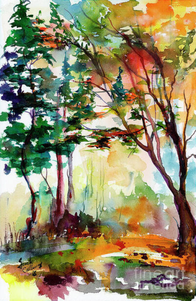 Autumn Trees Watercolors Art Prints Sales