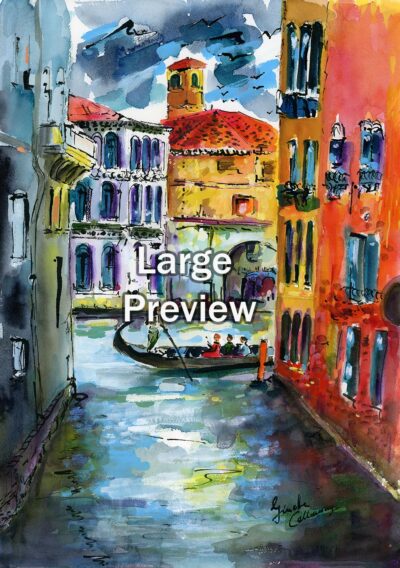 Venice Canals Paintings of Italy Watercolors and Ink detail
