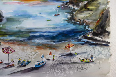Amalfi Coast THE COVE II Art RESERVED Commission for Lee detail