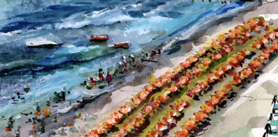 Positano Summer Beach Paintings of Italy by Ginette Callaway detail 2