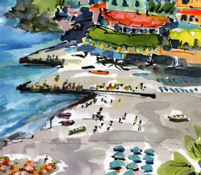 Positano Summer Beach Paintings of Italy by Ginette Callaway detail