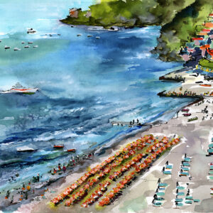 Positano Summer Beach Paintings of Italy by Ginette Callaway