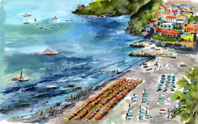 Positano Summer Beach Paintings of Italy by Ginette Callaway