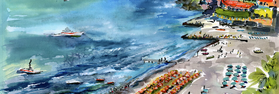 Positano Summer Beach Paintings of Italy by Ginette Callaway