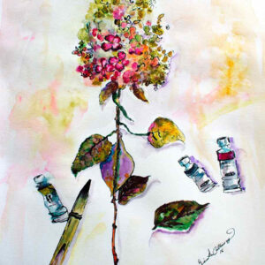 Still Life Hydrangeas Floral Watercolors and Ink