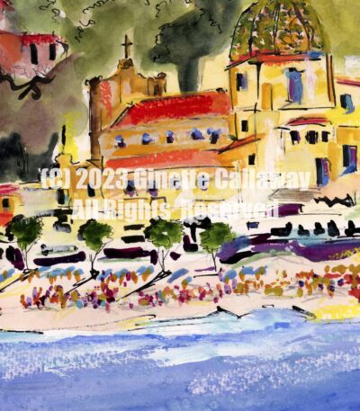 Positano From The Sea Amalfi Cost Paintings of Italy D