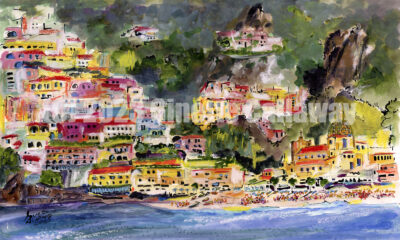 Positano From The Sea Amalfi Cost Paintings of Italy L