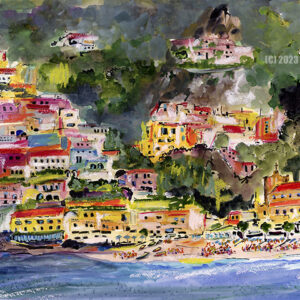 Positano From The Sea Amalfi Cost Paintings of Italy