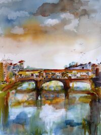 Florence, Italy LIMITED EDITION Pen and Ink and Watercolor Art Print  Illustration — Reflections