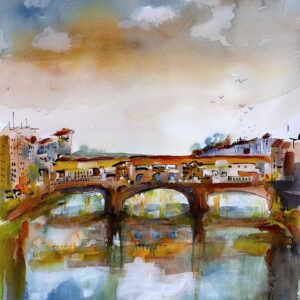 Bridges of Italy Ponte Vecchio Watercolors and Ink