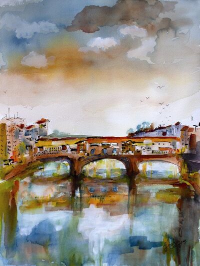 Bridges of Italy Ponte Vecchio Watercolors and Ink