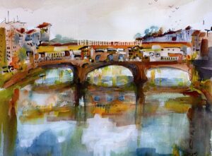 Bridges of Italy Ponte Vecchio Watercolors and Ink