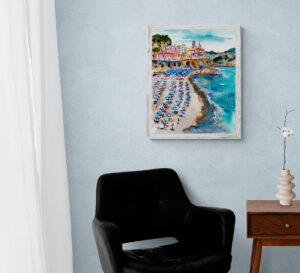 Amalfi Coast Italy Atrani Beach Watercolors and ink wall 2