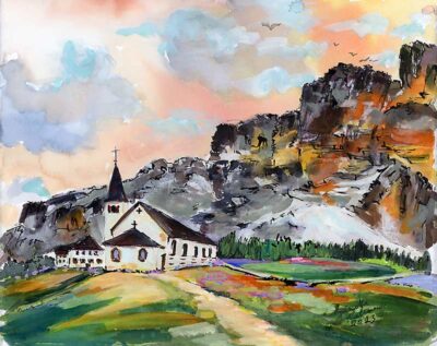 Spring In The Valley Italian Alps Watercolors