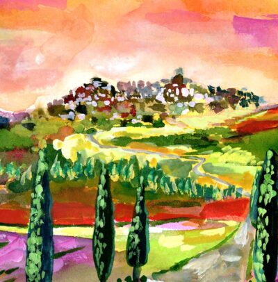 Landscape Italian Countryside Umbria Villages Watercolors D