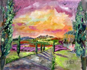 Landscape Italian Countryside Umbria Villages Watercolors