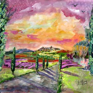 Landscape Italian Countryside Umbria Villages Watercolors