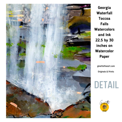Georgia Landscape Toccoa Falls Watercolors and ink D1