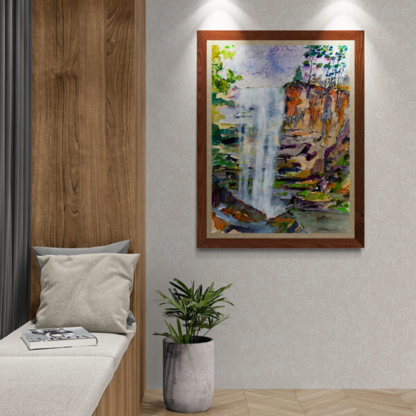 Georgia Landscape Toccoa Falls Watercolors and ink true size