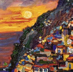 Italian Art Positano Sunset Fresh off my easel SALE D