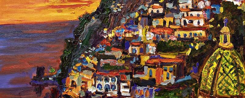 Italian Art Positano Sunset Fresh off my easel SALE M