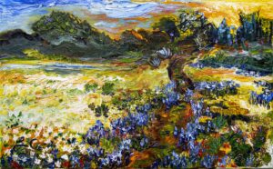 Landscape Blue Bonnets Texas Hill Country Golden Meadows Oil Painting