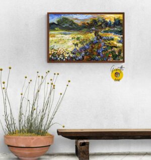 Landscape Blue Bonnets Texas Hill Country Golden Meadows Oil Painting