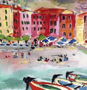 Italian Art Vernazza Cinque Terre Small Watercolors of Italy detail