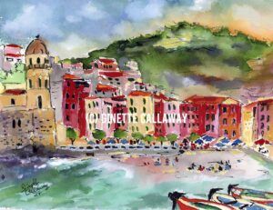 Italian Art Vernazza Cinque Terre Small Watercolors of Italy