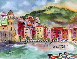 Italian Art Vernazza Cinque Terre Small Watercolors of Italy