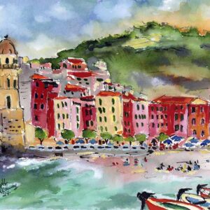 Italian Art Vernazza Cinque Terre Small Watercolors of Italy