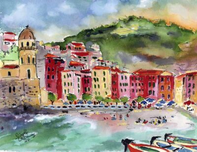 Italian Art Vernazza Cinque Terre Small Watercolors of Italy