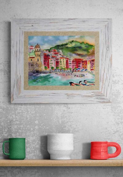 Italian Art Vernazza Cinque Terre Small Watercolors of Italy wall