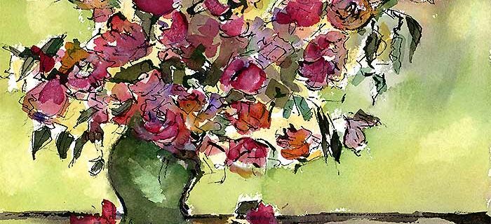 Whispers of Van Gogh’s Garden Contemporary Floral Still Life with Roses