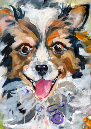 Dog Art Miss Lavender the imaginary pooch detail