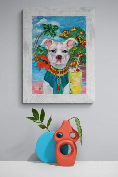 Dog Art Snowball Living His Best Life true size