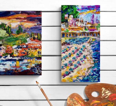 Swirls of Summer on the Amalfi Coast Oil Painting Wal 2 true size
