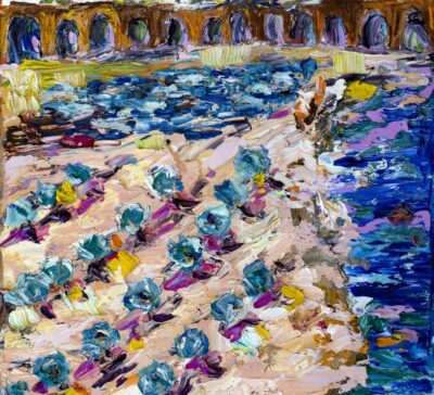 Swirls of Summer on the Amalfi Coast Oil Painting Detail